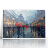 Framed abstract landscape wall art featuring vibrant colors and intricate textures, ideal for modern home decor. The artwork is displayed in a sleek white frame, enhancing its contemporary aesthetic.