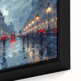 Abstract landscape wall art featuring vibrant colors and intricate brush strokes, presented in a sleek frame, ideal for modern decor. This close-up highlights the canvas texture and artistic details, perfect for enhancing any living space.