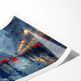 Abstract landscape wall art print featuring vibrant colors and fluid shapes, rolled for easy shipping and display, ideal for modern home decor.