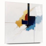 Modern Abstract Wall Art – Gold, Navy, and Light Blue Geometry