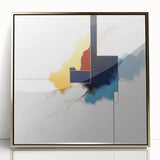 Modern Abstract Wall Art – Gold, Navy, and Light Blue Geometry