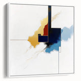 Modern Abstract Wall Art – Gold, Navy, and Light Blue Geometry