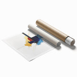 Modern Abstract Wall Art – Gold, Navy, and Light Blue Geometry