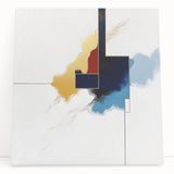 Modern Abstract Wall Art – Gold, Navy, and Light Blue Geometry