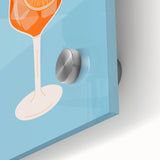 Large abstract wall art featuring mid-century modernist style in vibrant hues on acrylic glass, ideal for dining room decor.