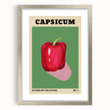 Textured abstract art print of assorted fruits in muted colors, framed in silver, ideal for bedroom art.