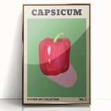 Large art print of assorted fruits in vibrant colors on a gold-framed acrylic, perfect for modern kitchen decor.