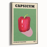 Landscape painting of assorted fruits on a silver-framed canvas, featuring vibrant colors on a black background.