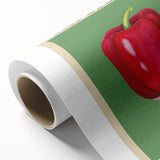 Art Deco poster featuring an array of colorful fruits on rolled canvas, ideal for nursery wall art or dining room decor.