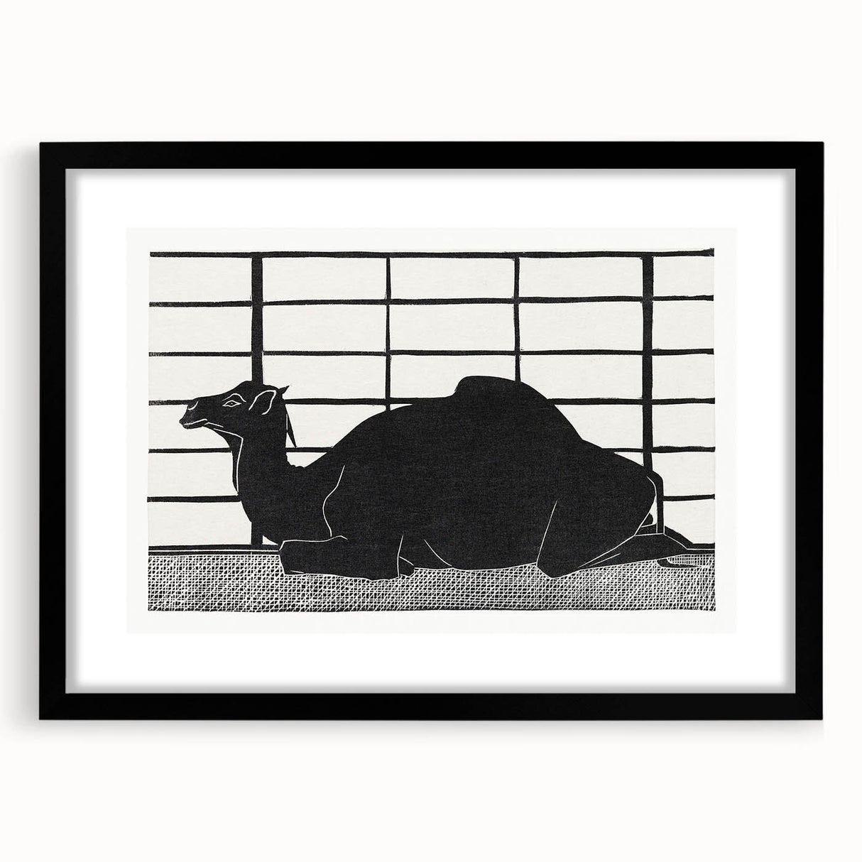 Abstract Camel Silhouette - Minimalist Modern Wall Art in Black & White