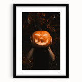 Extra large abstract art print featuring textured, colorful autumnal hues on a black framed canvas.