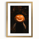 Extra large abstract art print featuring textured fall-themed colors on a gold-framed canvas, ideal for living room decor.