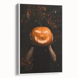 Vintage poster art of autumn trees in colorful hues on a large framed canvas, ideal for living room decor.