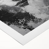 Abstract figurative art on rolled canvas showcasing vibrant colors and dynamic shapes, designed to enhance modern interiors. Packaged securely in a cardboard tube for delivery.