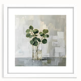 Abstract floral wall art framed in white, featuring vibrant colors and intricate details, ideal for modern home decor or office spaces, adding a touch of elegance and creativity.