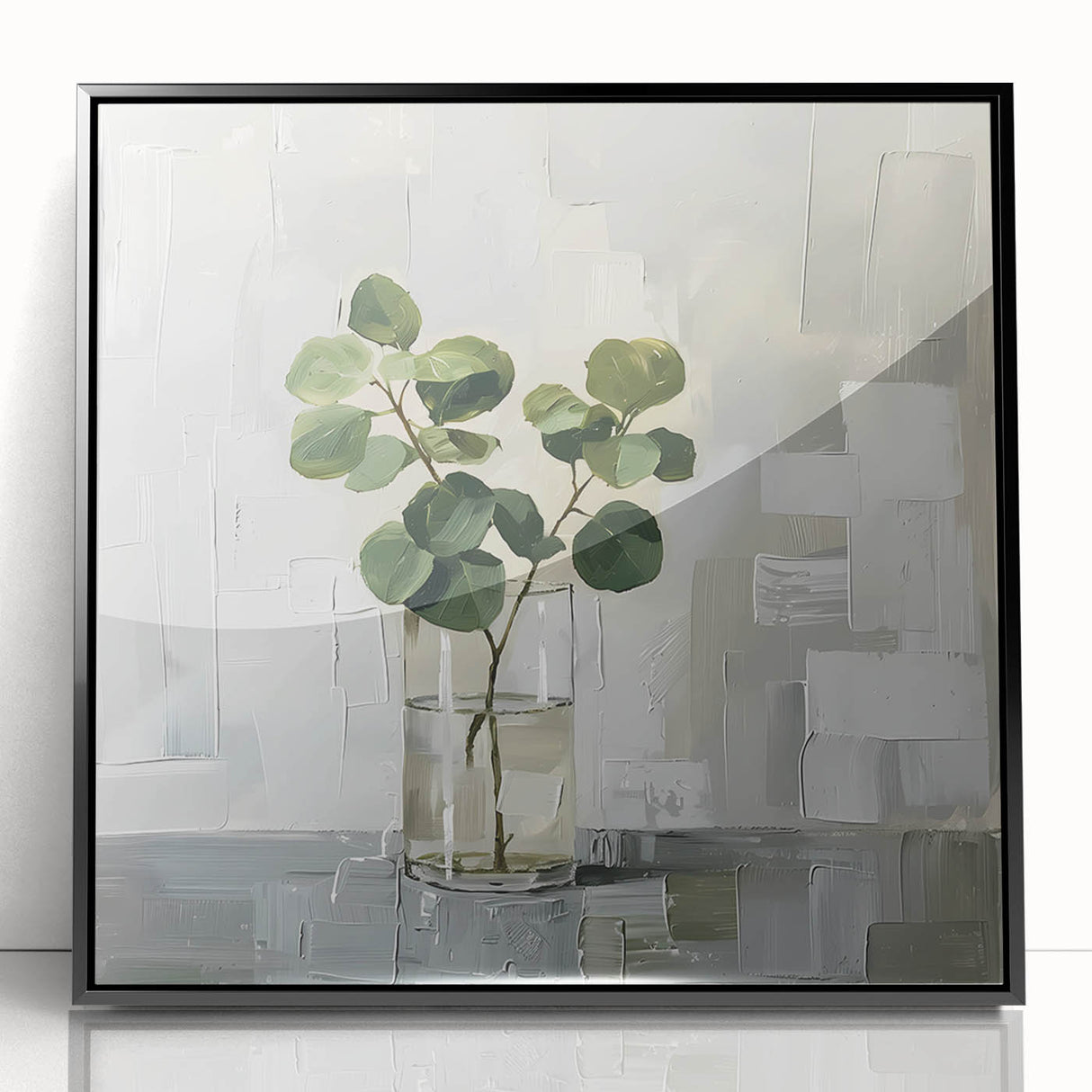 Framed acrylic wall art featuring an abstract floral design with vibrant colors, set against a sleek black frame, perfect for modern home decor.