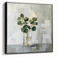 Framed canvas wall art showcasing an abstract floral design with vibrant colors, presented in a sleek black frame, ideal for modern home decor.