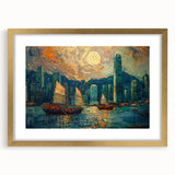 Abstract landscape wall art framed in gold with a mat, showcasing vibrant colors and intricate patterns, perfect for modern home decor and artistic expression.