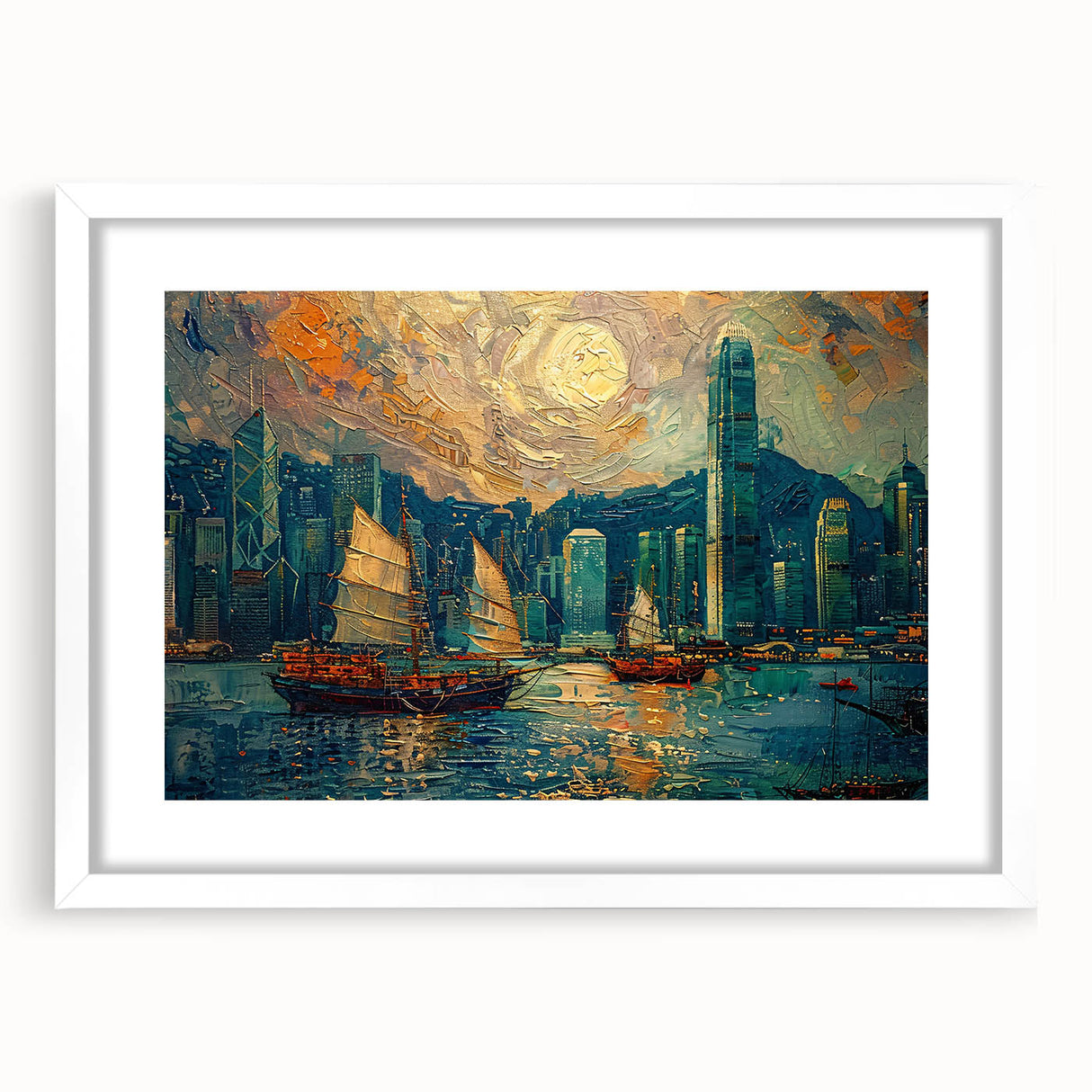 Abstract landscapes wall art featuring soft pastel colors, framed with a white mat, showcasing a serene and modern design perfect for home decor.