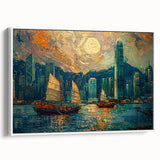 Framed canvas artwork displaying an abstract landscape in soothing pastel colors, showcasing a white frame and side view, ideal for modern home decor.