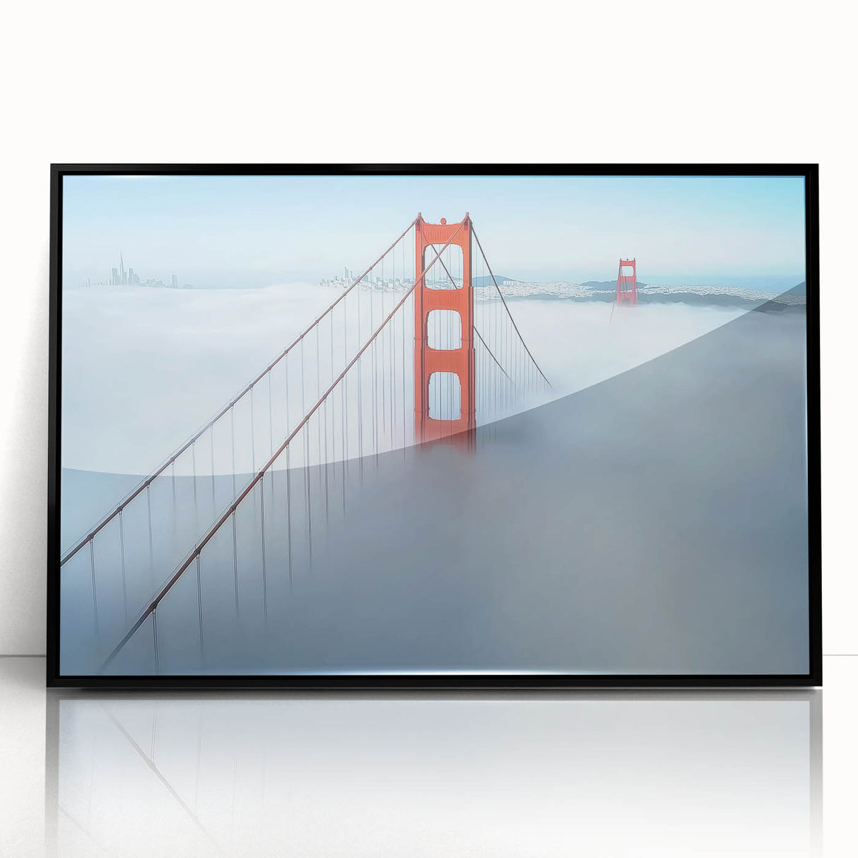 Framed acrylic artwork of a landscape bridge in a black frame, showcasing vibrant colors and intricate details, ideal for modern home decor or office settings.