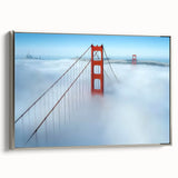 Framed canvas artwork depicting a serene landscape bridge with silver accents, showcasing vibrant natural colors and intricate detailing, ideal for home decor.