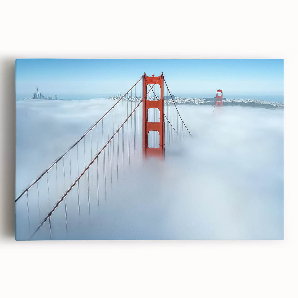 Landscape canvas artwork depicting a serene bridge over a tranquil river, showcasing vibrant colors and intricate details, perfect for home decor or office spaces.