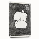 Minimalist Snow Hares Wall Art - Monochrome Animal Art Print