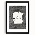 Minimalist Snow Hares Wall Art - Monochrome Animal Art Print