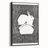 Minimalist Snow Hares Wall Art - Monochrome Animal Art Print