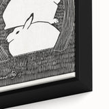 Minimalist Snow Hares Wall Art - Monochrome Animal Art Print