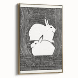 Minimalist Snow Hares Wall Art - Monochrome Animal Art Print