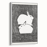 Minimalist Snow Hares Wall Art - Monochrome Animal Art Print