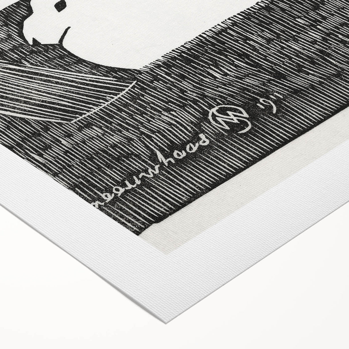 Minimalist Snow Hares Wall Art - Monochrome Animal Art Print