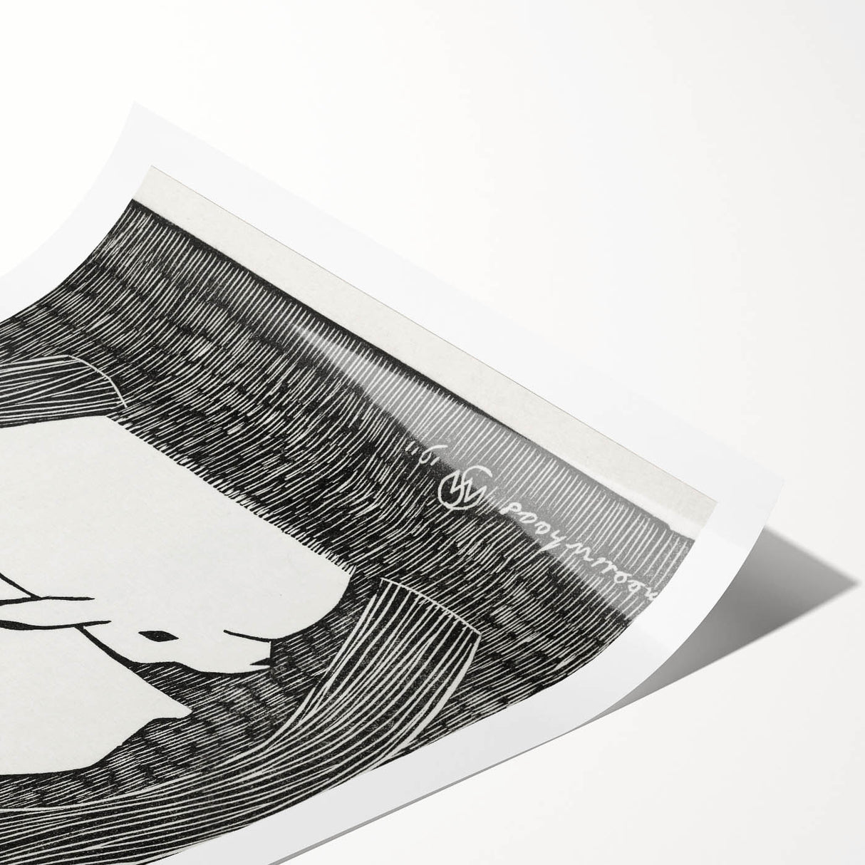 Minimalist Snow Hares Wall Art - Monochrome Animal Art Print