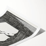 Minimalist Snow Hares Wall Art - Monochrome Animal Art Print