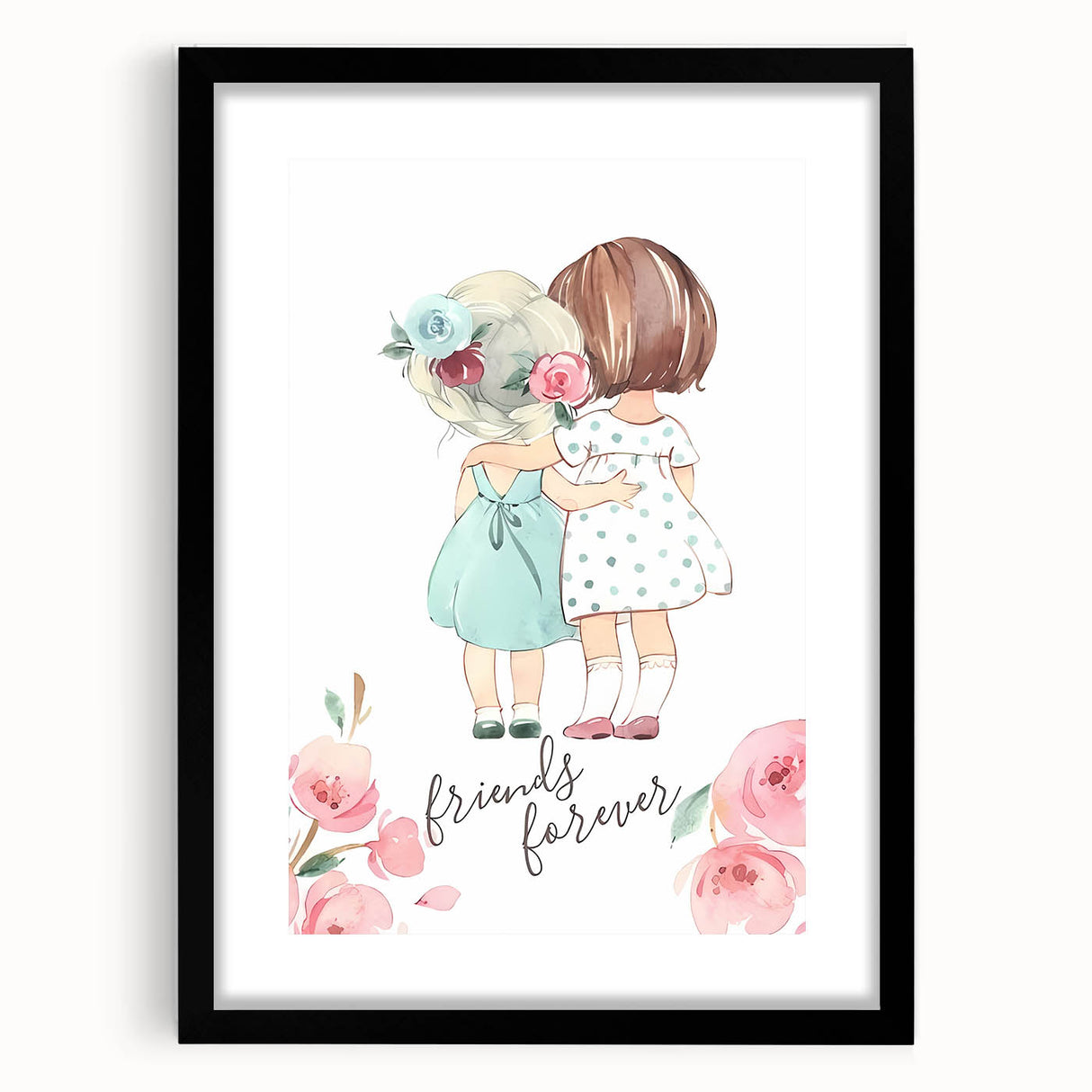 Personalized Kids Art – Friends Forever Girls Illustration Print