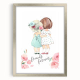 Personalized Kids Art – Friends Forever Girls Illustration Print
