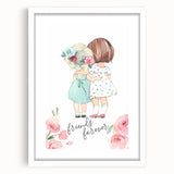 Personalized Kids Art – Friends Forever Girls Illustration Print