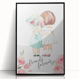 Personalized Kids Art – Friends Forever Girls Illustration Print