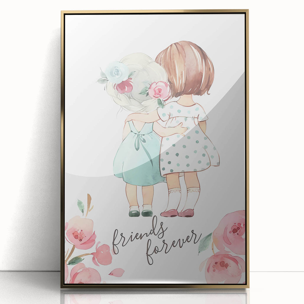 Personalized Kids Art – Friends Forever Girls Illustration Print