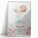 Personalized Kids Art – Friends Forever Girls Illustration Print