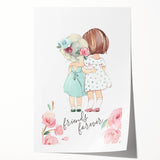 Personalized Kids Art – Friends Forever Girls Illustration Print