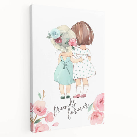 Personalized Kids Art – Friends Forever Girls Illustration Print