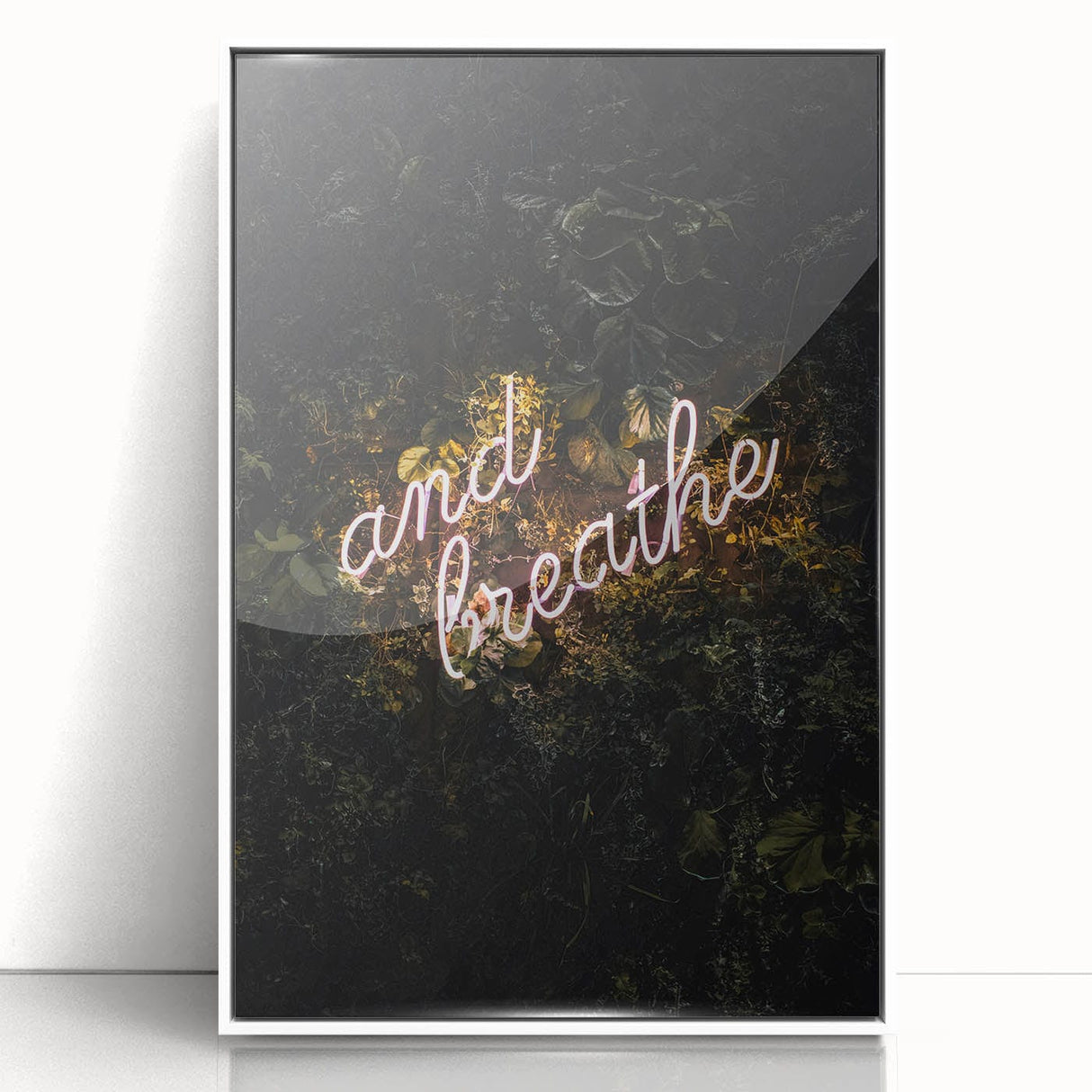 Art deco poster depicting a stylized autumn scene in orange and brown tones, framed acrylic.
