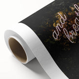 Art deco poster of autumn trees in orange and brown tones on rolled canvas.