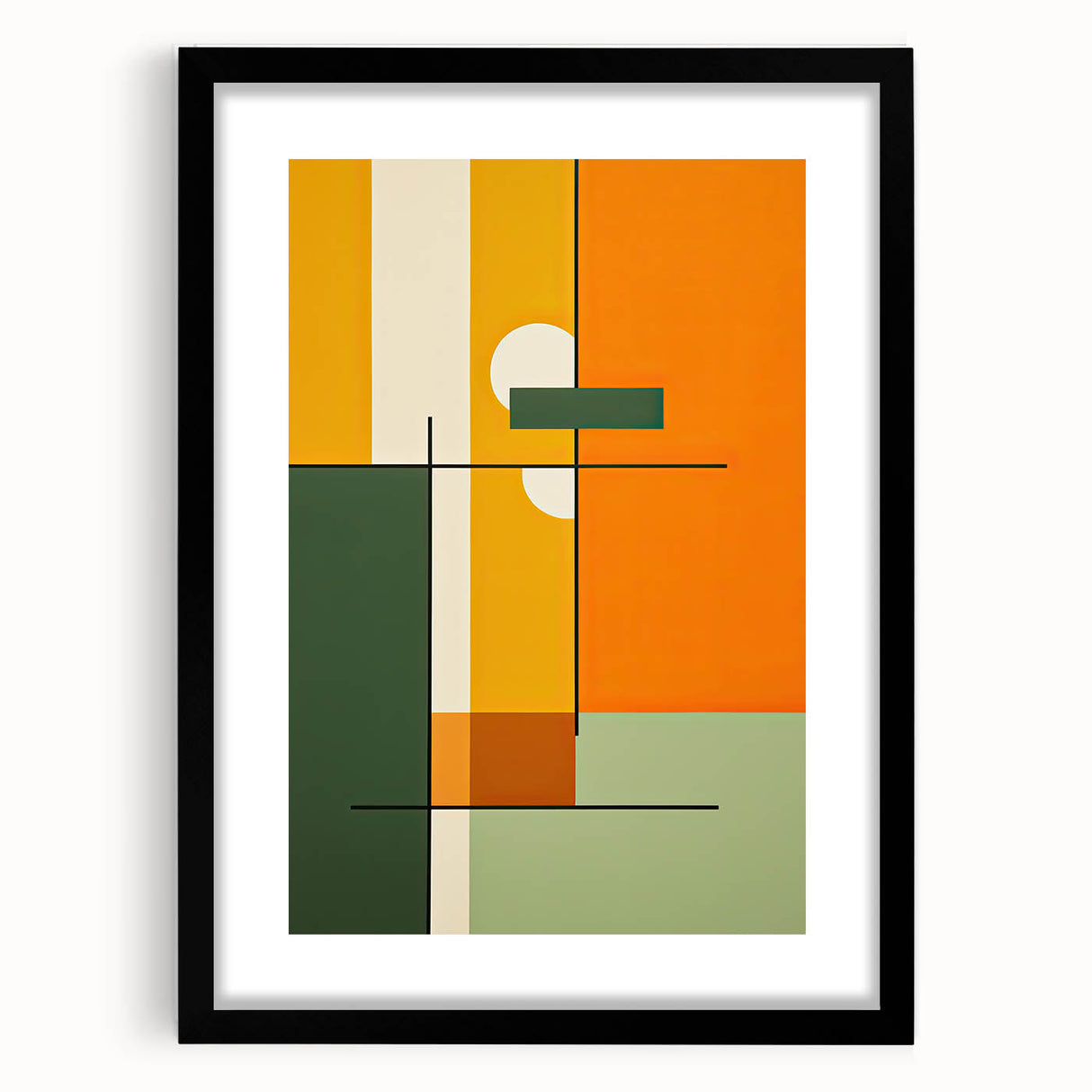 Modern Dining Room Art – Geometric Orange & Green Wall Print