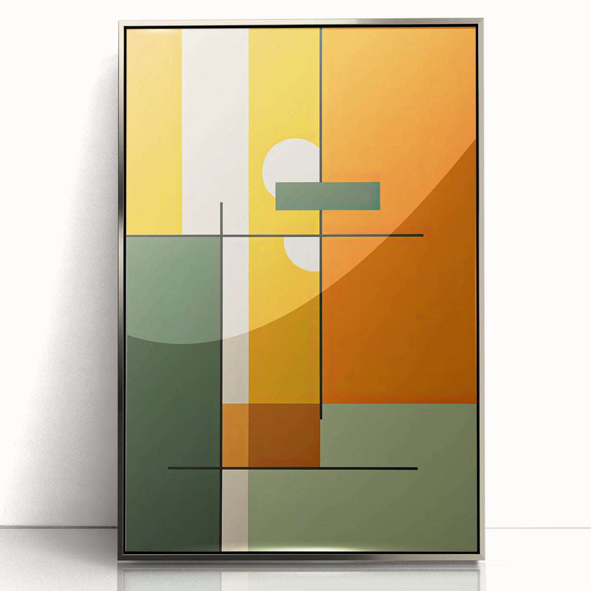 Modern Dining Room Art – Geometric Orange & Green Wall Print