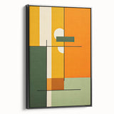 Modern Dining Room Art – Geometric Orange & Green Wall Print