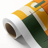 Modern Dining Room Art – Geometric Orange & Green Wall Print